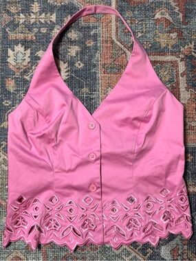 Vintage Y2K Caché Halter Corset Vest – Hot Pink (Size 8)